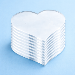 Плексигласови заготовки „Сърце“ без отвор 4–10 см – прозрачен акрил, комплект 10 бр.