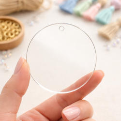Кръгчета от плексиглас с отвор за хендмейд – прозрачни акрилни заготовки (комплект 10 броя)