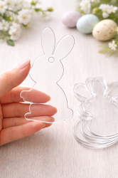 Плексигласова заготовка „Зайче“ с отвор - фигурка за хендмейд и великденска декорация
