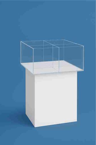 Промоционален плексигласов стелаж – бяла основа