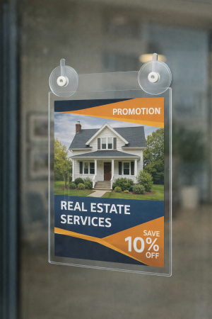 Прозрачен плексигласов джоб за информационен лист с вендузи